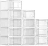 CARLA HOME 12-Pack Clear Shoe Storage Boxes - Stackable - White - Shoe Box Storage