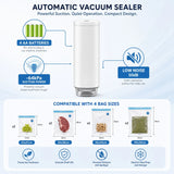 CARLA HOME Automatic Vacuum Sealer Kit - 10 Reusable Bags - White - Food Vacuum Set