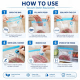 CARLA HOME Automatic Vacuum Sealer Kit - 10 Reusable Bags - White - Food Vacuum Set