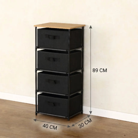 Carla Home 4 Drawer Fabric Storage Dresser Steel Frame Black Storage Rack Rustic.