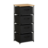 CARLA HOME 4 Drawer Fabric Storage Dresser - Steel Frame - Black - Storage Rack - Rustic