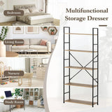 CARLA HOME 5 Tier Bookshelf - Industrial Display Shelf - Brown - Rustic - Steel - Living Room Office