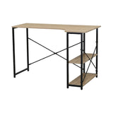 CARLA HOME Office Desk with 2 Shelves - Metal Frame - Natural - 120cm - Brown - Rustic