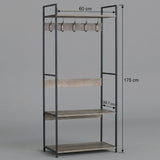 CARLA HOME Freestanding Garment Rack - 5 Hooks 4 Shelves - Brown - Rustic - Steel