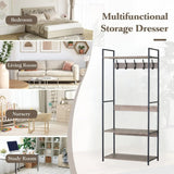 CARLA HOME Freestanding Garment Rack - 5 Hooks 4 Shelves - Brown - Rustic - Steel