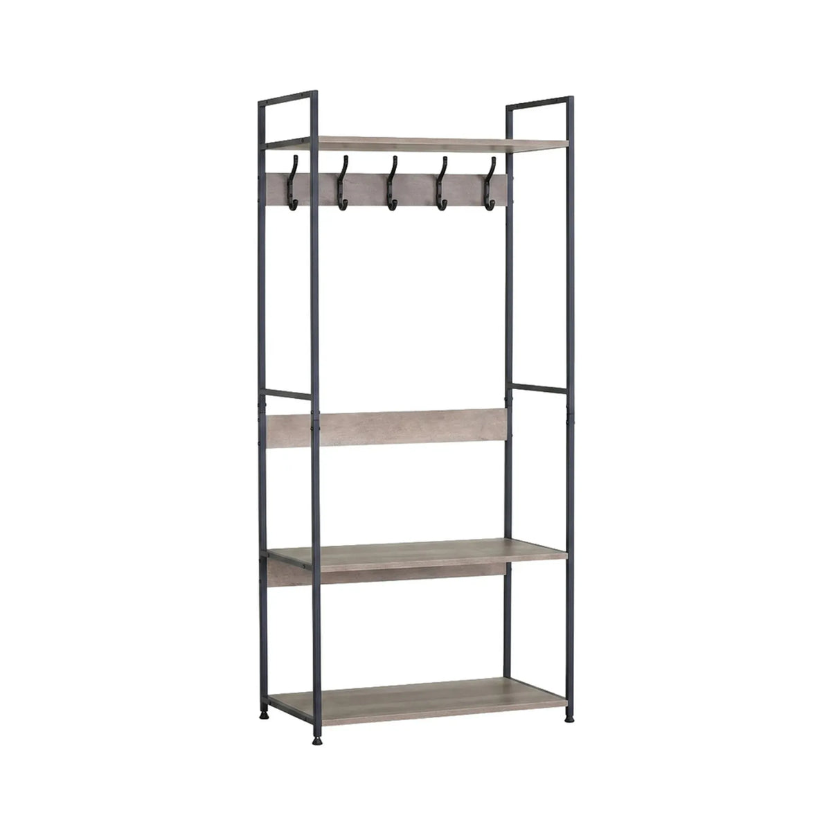 CARLA HOME Freestanding Garment Rack - 5 Hooks 4 Shelves - Brown - Rustic - Steel