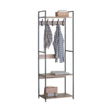 CARLA HOME Freestanding Garment Rack - 5 Hooks 4 Shelves - Brown - Rustic - Steel
