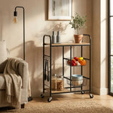 CARLA HOME Kitchen Trolley Cart with Wire Baskets - Brown - Rustic - Steel - Kitchen Rolling Cart