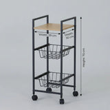 CARLA HOME 3 Tier Rolling Kitchen Trolley Cart - Rustic Brown - Steel - Kitchen Rolling Cart