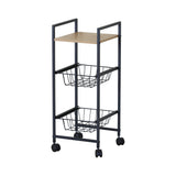 CARLA HOME 3 Tier Rolling Kitchen Trolley Cart - Rustic Brown - Steel - Kitchen Rolling Cart