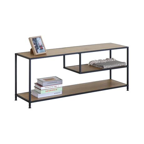 Carla Home Industrial Console Table 3 Shelf Open Storage Brown.