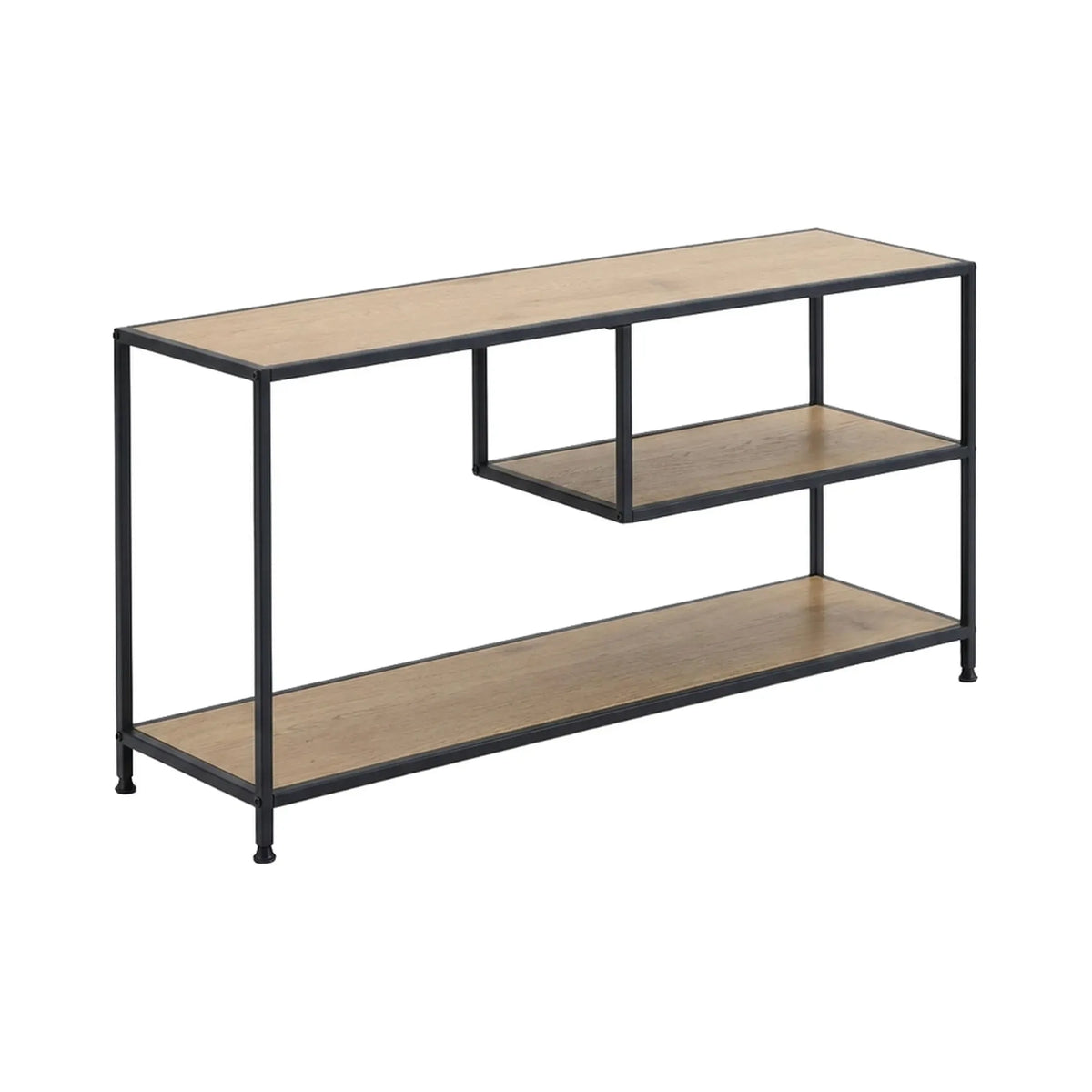 CARLA HOME Industrial Console Table - 3 Shelf Open Storage - Brown - Commodity Shelf