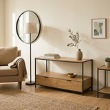 CARLA HOME Coffee Table with 2 Drawers - Open Shelf - Brown - Rustic - Steel - Living Room Bedroom