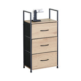 CARLA HOME 3 Drawer Tallboy Storage Cabinet - Brown - Rustic - Steel - Chest Drawers Tallboy