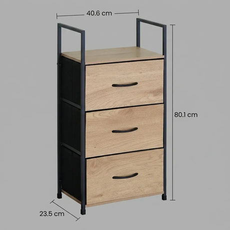 Carla Home 3 Drawer Tallboy Storage Cabinet Brown Rustic Steel Chest Drawers Tallboy.