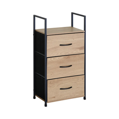 Carla Home 3 Drawer Tallboy Storage Cabinet Brown Rustic Steel Chest Drawers Tallboy.
