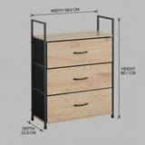 CARLA HOME 3 Drawer Tallboy Large Storage Cabinet - Brown - Rustic - Steel - Chest Drawers Tallboy