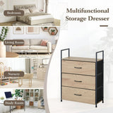 CARLA HOME 3 Drawer Tallboy Large Storage Cabinet - Brown - Rustic - Steel - Chest Drawers Tallboy