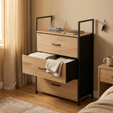 CARLA HOME 3 Drawer Tallboy Large Storage Cabinet - Brown - Rustic - Steel - Chest Drawers Tallboy
