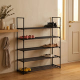 CARLA HOME 5 Tier Metal Shoe Rack - Free Standing Organiser - Black - Basic - Steel