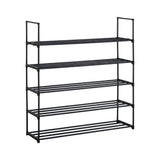 CARLA HOME 5 Tier Metal Shoe Rack - Free Standing Organiser - Black - Basic - Steel