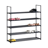 CARLA HOME 5 Tier Metal Shoe Rack - Free Standing Organiser - Black - Basic - Steel