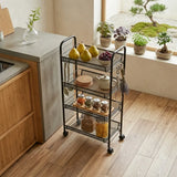 CARLA HOME 4 Tier Rolling Kitchen Trolley Cart - Metal Mesh - Black - Basic - Steel