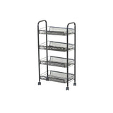 CARLA HOME 4 Tier Rolling Kitchen Trolley Cart - Metal Mesh - Black - Basic - Steel
