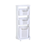 CARLA HOME 3 Tier Rolling Laundry Basket - White with Wheels - Basic - Plastic - 3 - tier Rolling Laundry