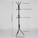 CARLA HOME Metal Coat Rack Stand - 12 Hook Clothes Hanger - Black - Garment Rack