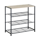 CARLA HOME 4 Tier Shoe Rack with Mdf Top Shelf - Metal - Brown - Rustic - Steel - Metal Mesh Shelves