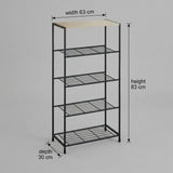 CARLA HOME 5 Tier Shoe Rack - Metal Mesh Organiser - Rustic Brown - Steel - Metal Mesh Shelves