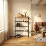 CARLA HOME 5 Tier Shoe Rack - Metal Mesh Organiser - Rustic Brown - Steel - Metal Mesh Shelves