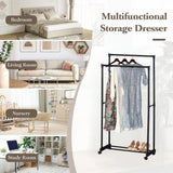 CARLA HOME Double Rod Garment Rack with Wheels - Black - Basic - Steel - Double Rod Clothes
