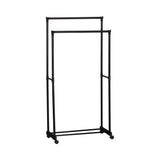 CARLA HOME Double Rod Garment Rack with Wheels - Black - Basic - Steel - Double Rod Clothes