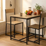 CARLA HOME 3 - Piece Dining Table Set - Square Table 2 Chairs - Brown - Dining Table