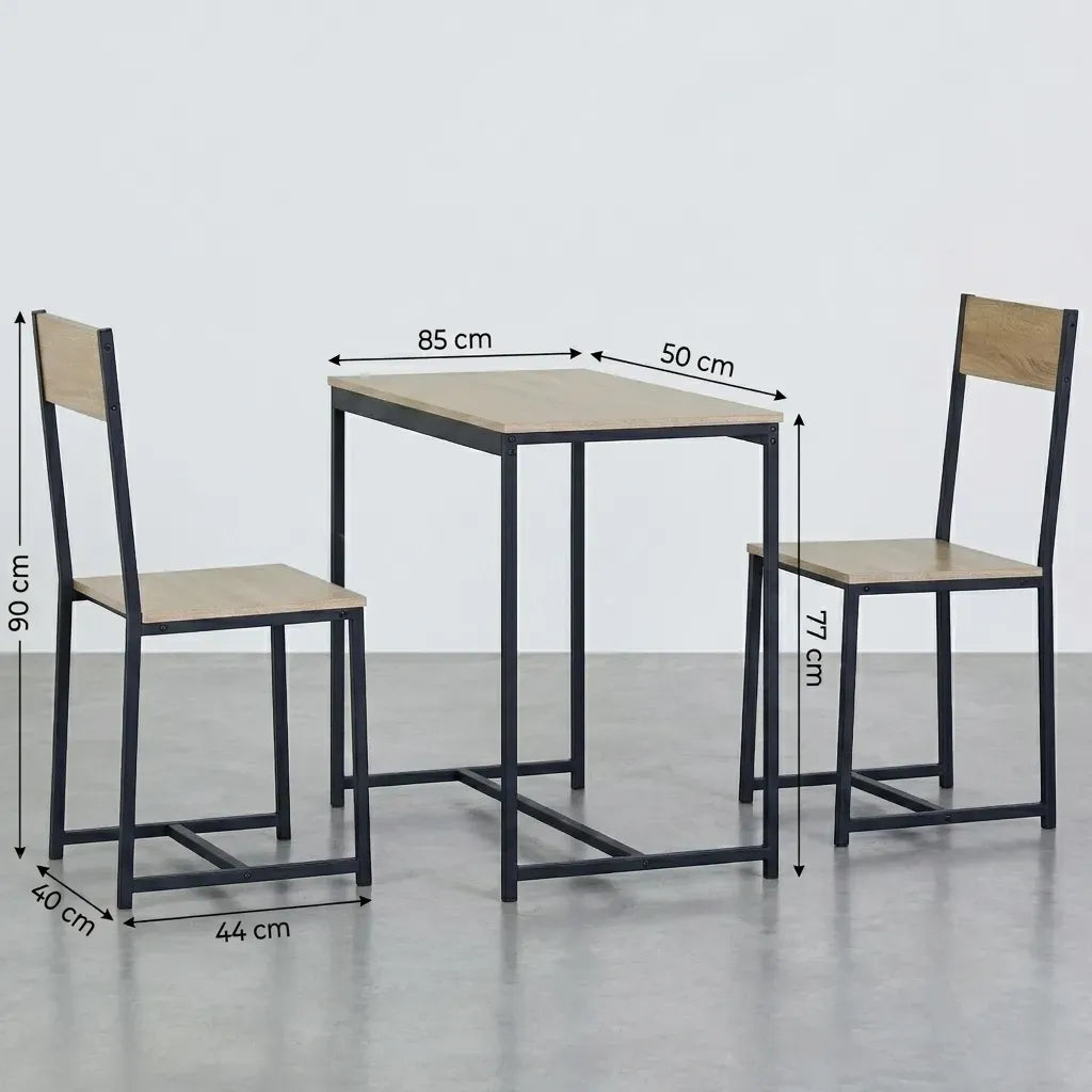 CARLA HOME 3 - Piece Dining Table Set - Square Table 2 Chairs - Brown - Dining Table