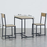 CARLA HOME 3 - Piece Dining Table Set - Square Table 2 Chairs - Brown - Dining Table