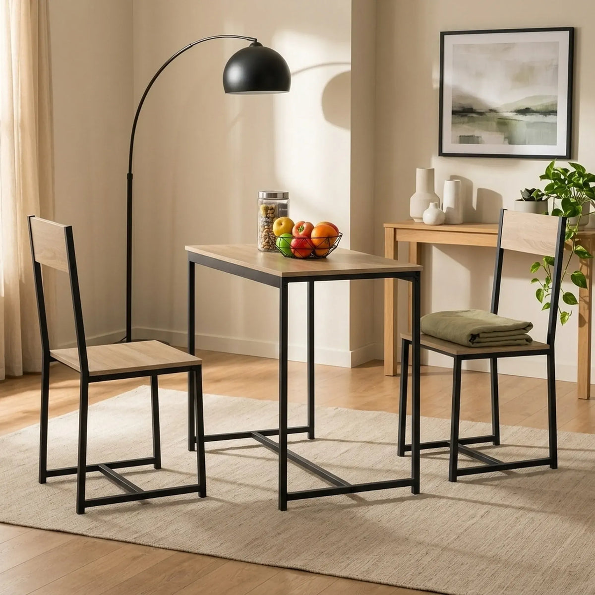 CARLA HOME 3 - Piece Dining Table Set - Square Table 2 Chairs - Brown - Dining Table