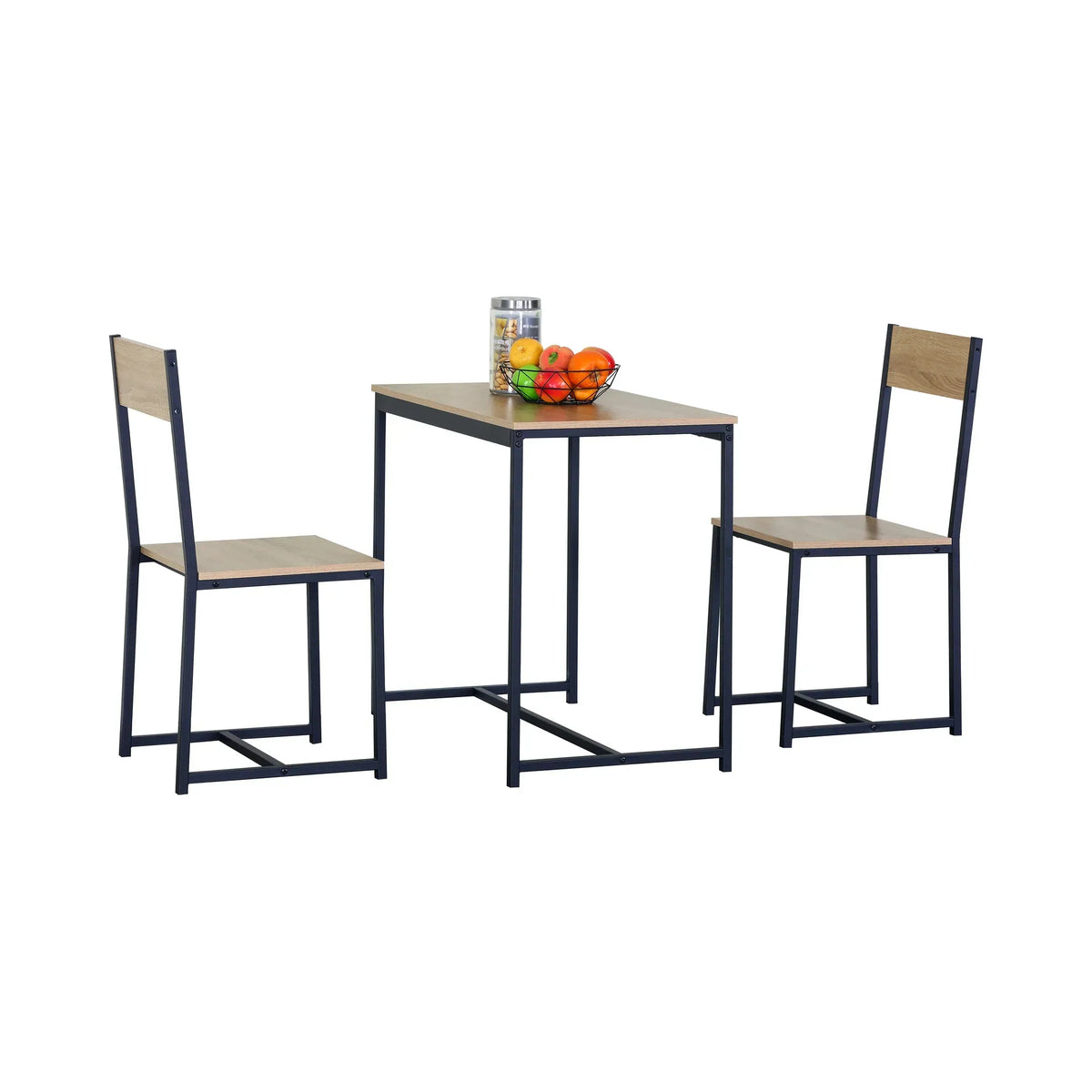 CARLA HOME 3 - Piece Dining Table Set - Square Table 2 Chairs - Brown - Dining Table