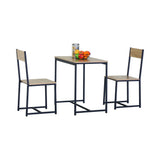 CARLA HOME 3 - Piece Dining Table Set - Square Table 2 Chairs - Brown - Dining Table
