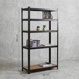 CARLA HOME 5 Tier Steel Shelving Unit - Garage Storage Shelf - Black - Modern