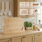 CARLA HOME Bamboo Cutting Board Set with Stand, 4 Pieces for Kitchen