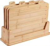 CARLA HOME Bamboo Cutting Board Set with Stand, 4 Pieces for Kitchen