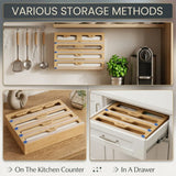 CARLA HOME Bamboo Wrap Organiser, 5 in 1 Dispenser with Cutter for Kitchen