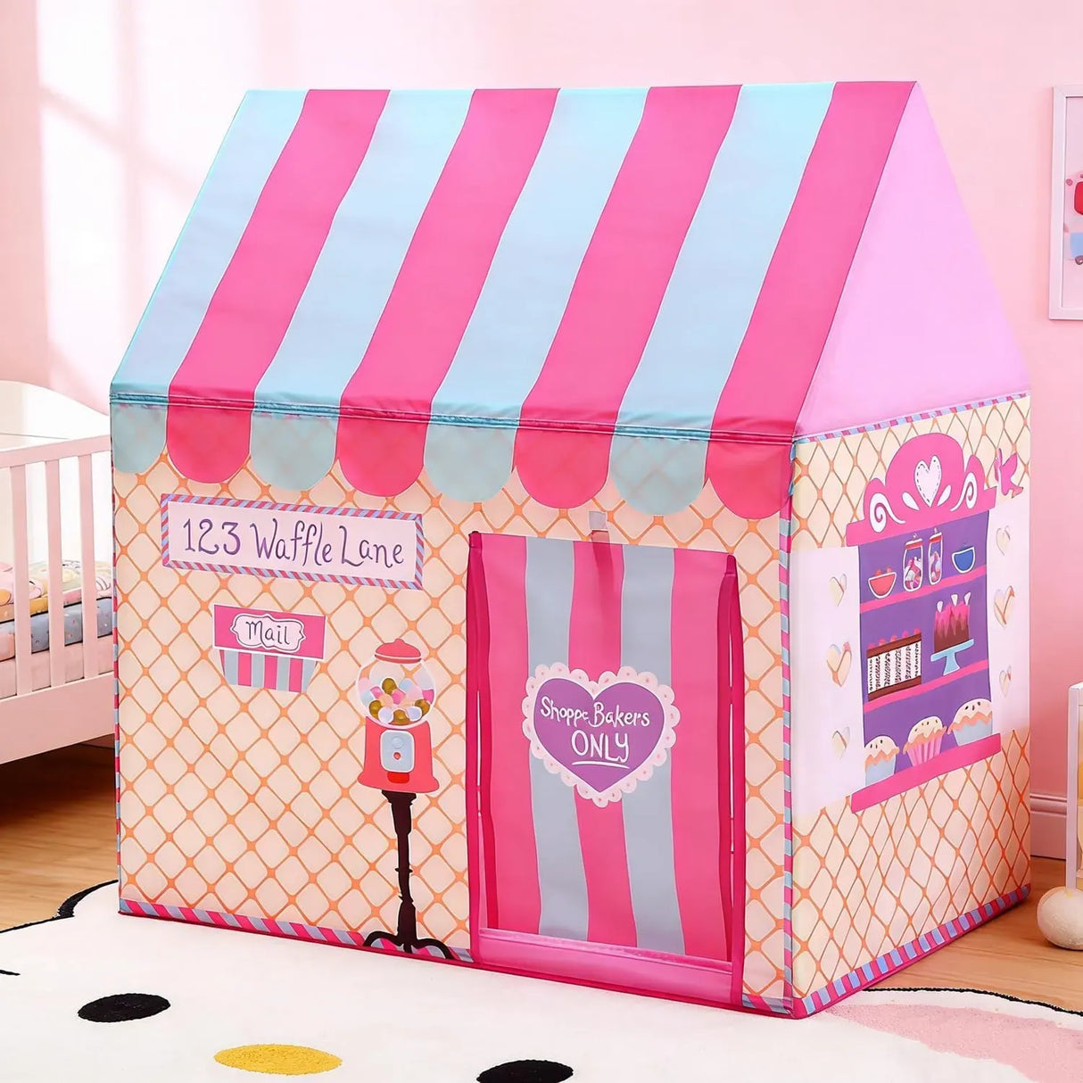 CARLA HOME Kids Ice Cream Bakery Play Tent Pink Pop Up Playhouse - Outdoor Play Equipment Play Tents & Tunnels