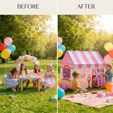 CARLA HOME Kids Ice Cream Bakery Play Tent Pink Pop Up Playhouse - Outdoor Play Equipment Play Tents & Tunnels