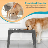 CARLA HOME Raised Dog Bowl Stand - 4 - Height Adjustable - Black - Pet Feeder - Metal