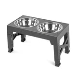 CARLA HOME Raised Dog Bowl Stand - 4 - Height Adjustable - Black - Pet Feeder - Metal