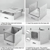 CARLA HOME Foldable Enclosed Cat Litter Box with Scoop - Grey - Plastic - Kitty Litter Tray